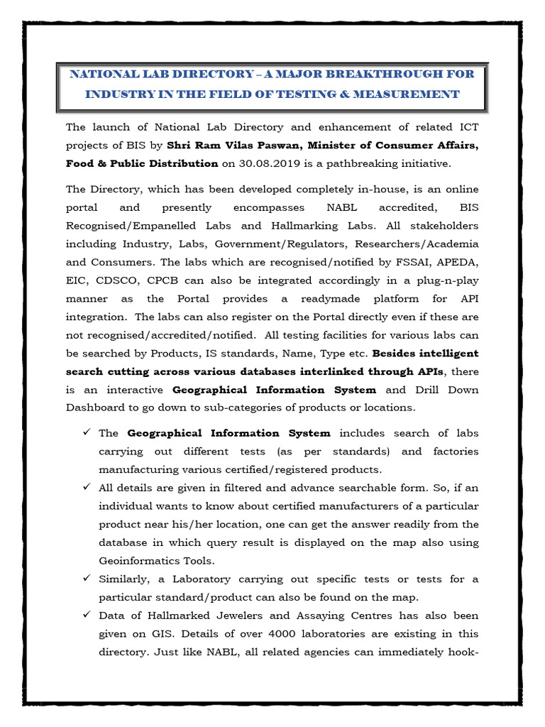 Write Up About Launch and Features of National Lab Directory and ...