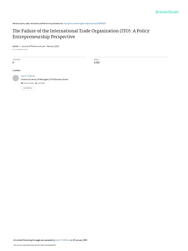 The Failure of The International Trade Organizatio | PDF
