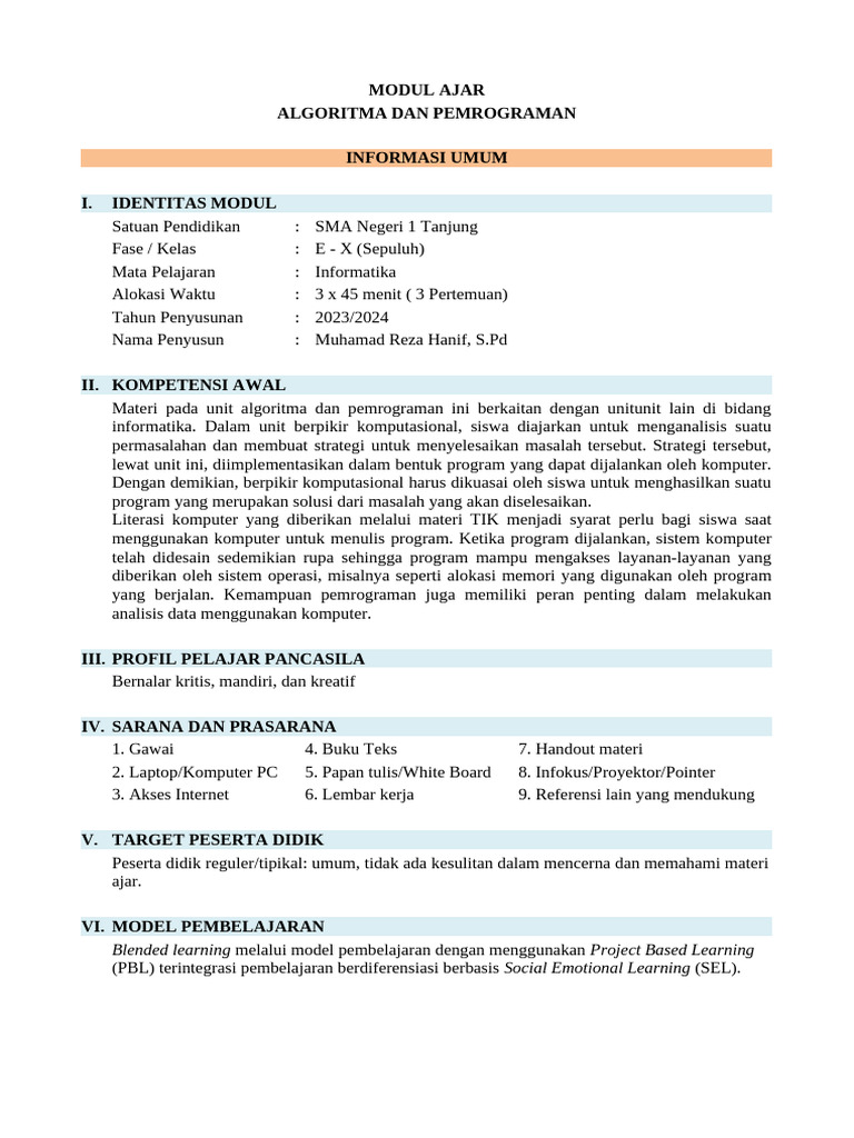 Informatika Bab 7 - Algoritma Dan Pemrograman | PDF
