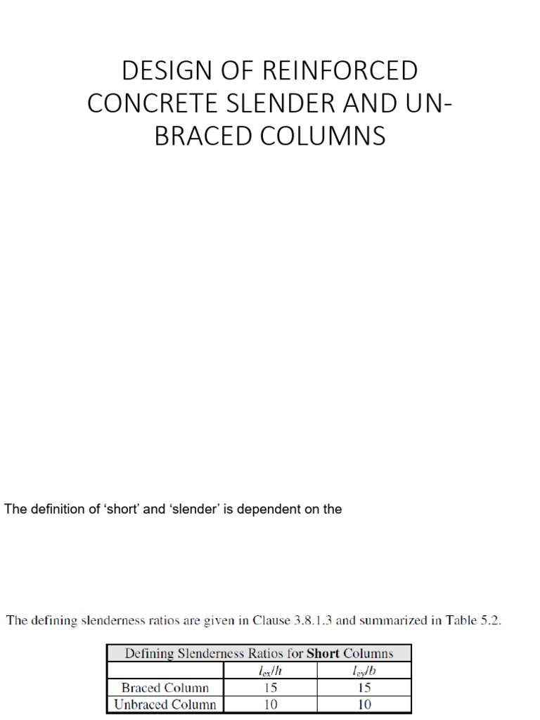 Design of Reinforced Concrete Slender and Un-Braced Columns | PDF