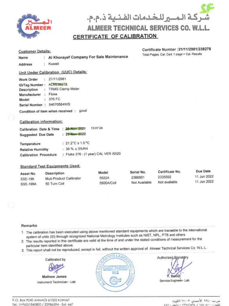 Calibration Notes | PDF