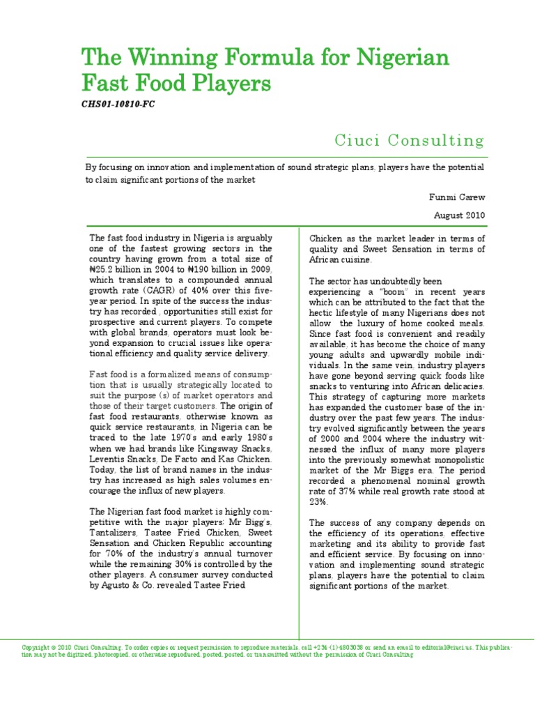The Winning Strategy | PDF | Fast Food | Fast Food Restaurants
