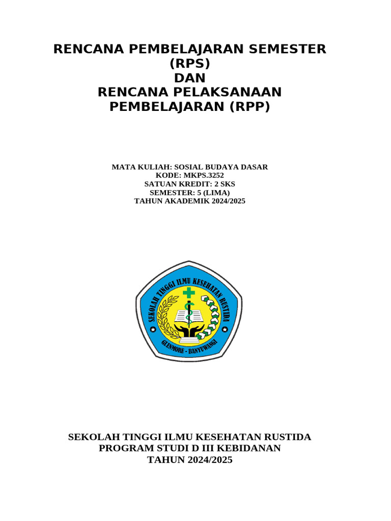 RPS RPP SOSIAL BUDAYA DASAR d3 Bidan Ganjil 24-25 | PDF