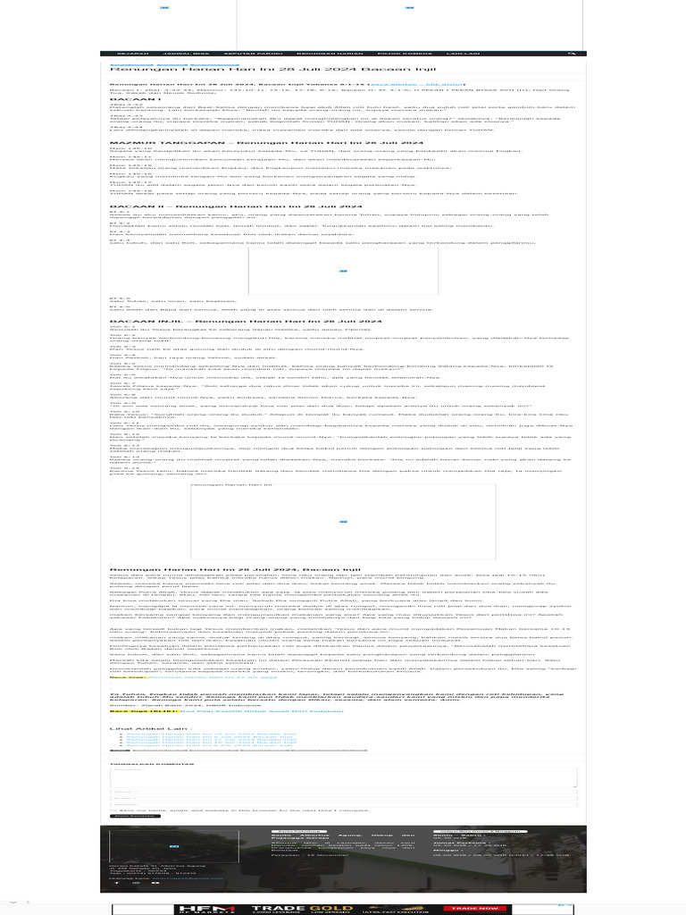 Renungan Harian Hari Ini 28 Juli 2024 Bacaan Injil Pdf