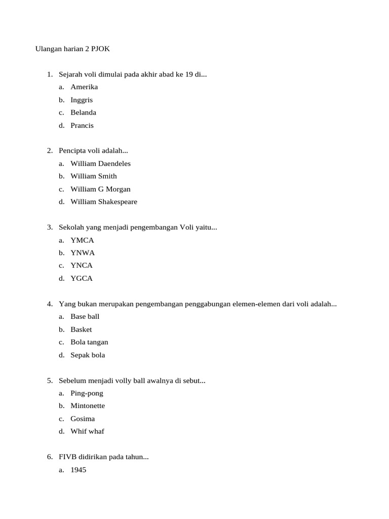 Pjok Kelas 7 Uh 2 | PDF