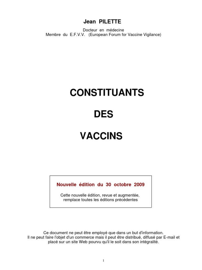 Constituants Des Vaccins, PDF, Vaccination