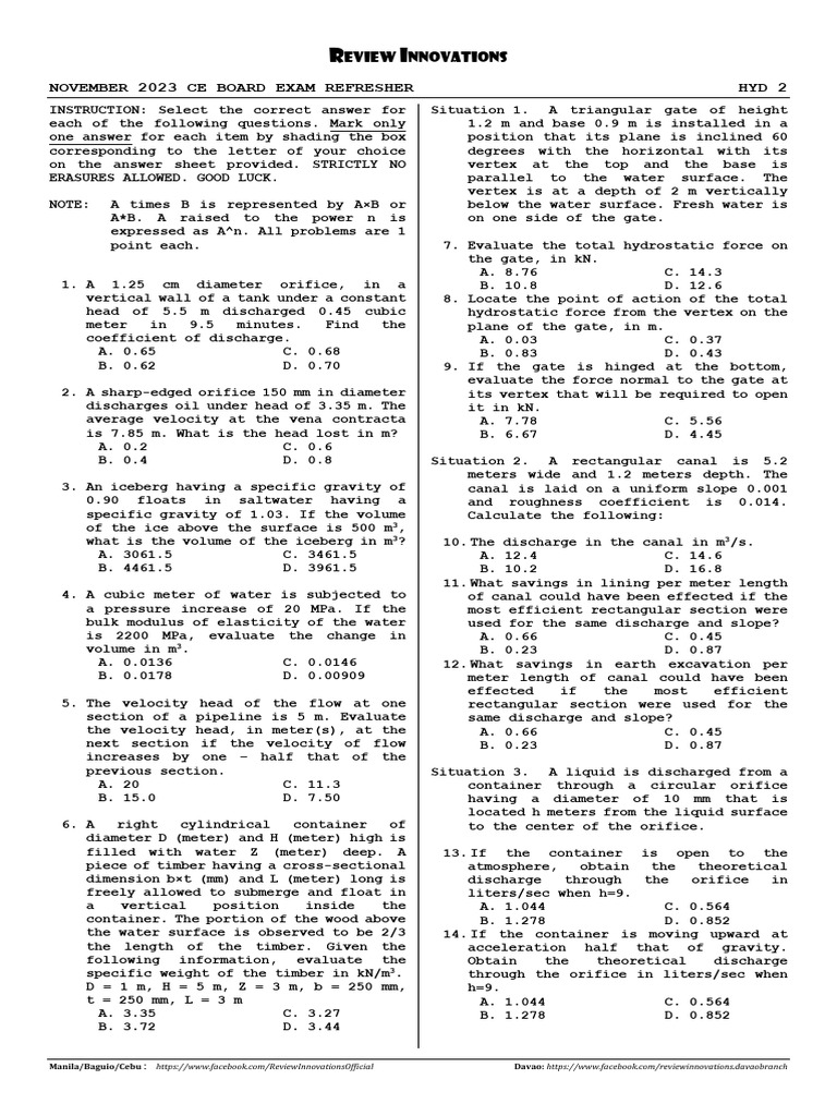 Hydraulics Set 2 | PDF
