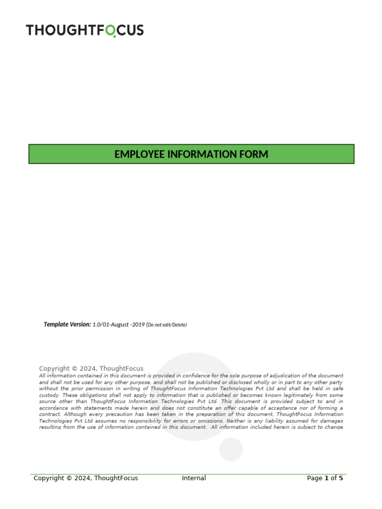 TF Mys WI Employee Information Form | PDF