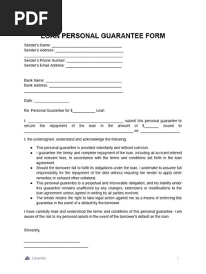Loan Personal Guarantee Form