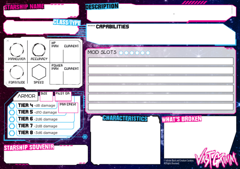Starship Sheet Fillable | PDF