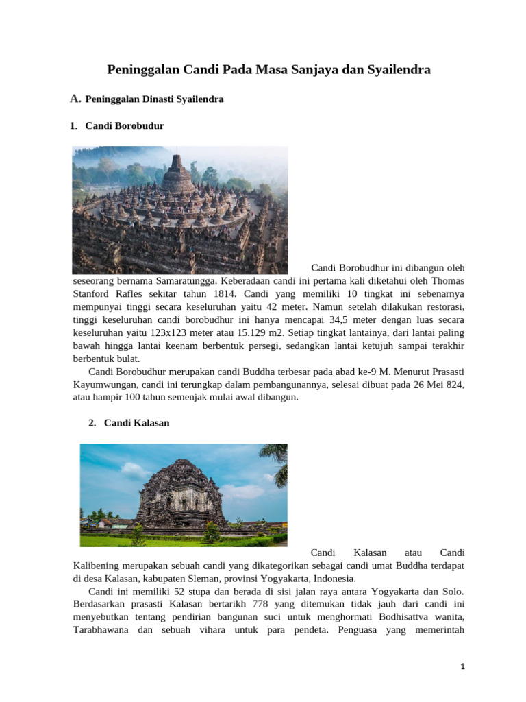MAKALAH Peninggalan Candi Pada Masa Sanjaya dan Syailendra SMKYAOMM | PDF