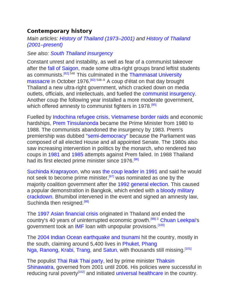 Contemporary History of Thailand | PDF