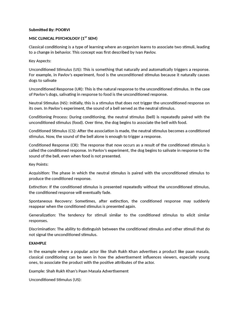 Classical Conditioning Pdf