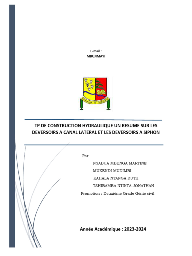 Déversoirs à Canal Latéral et Siphon | PDF | Déversoir | Barrage