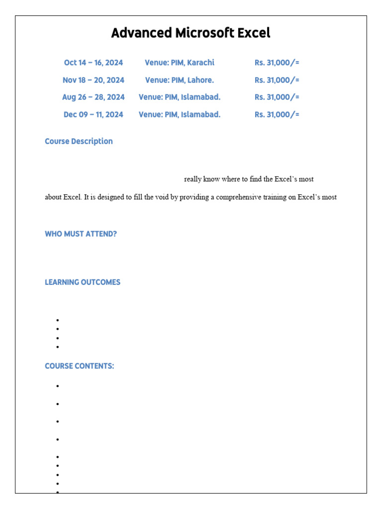 Advanced Microsoft Excel Pdf
