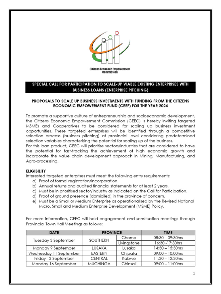 Call For Expression of Interest Enterprise Pitching | PDF
