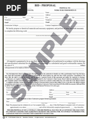 Sample Construction Bid Proposal