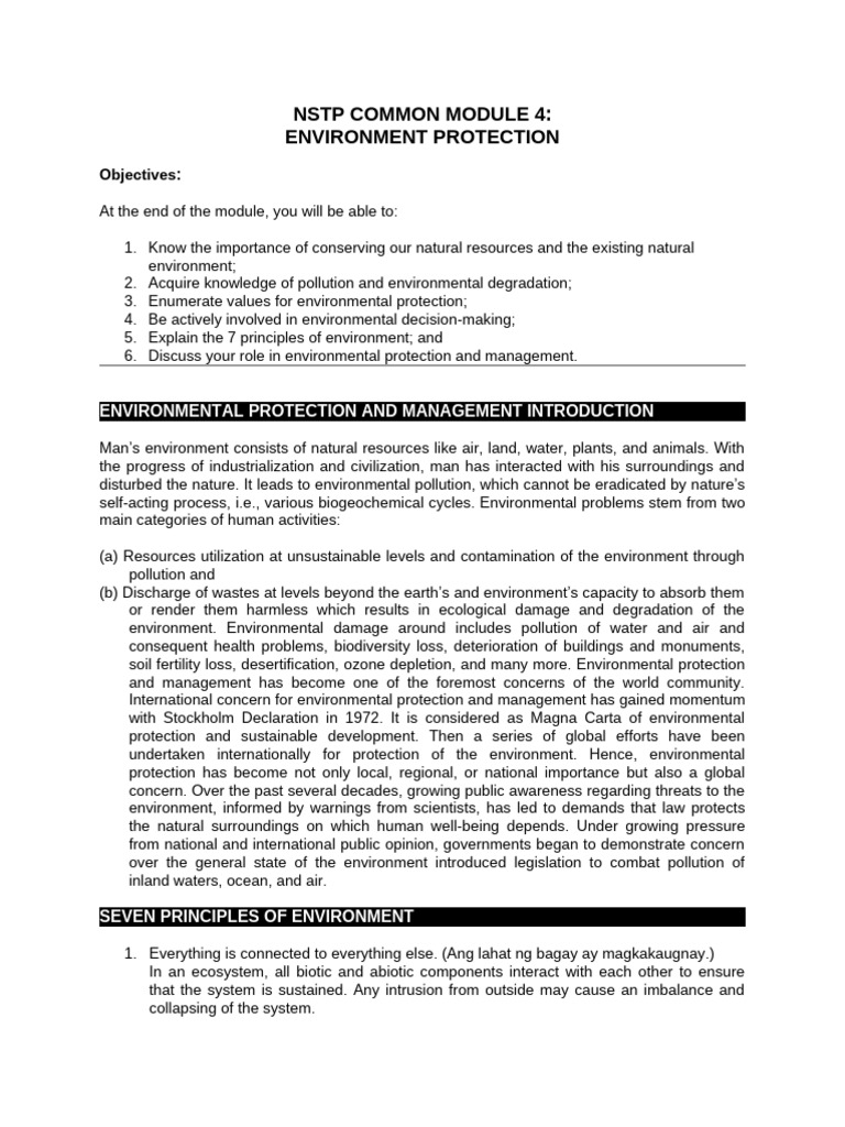 4 Common Module 4 Environment Protection REVISED | PDF