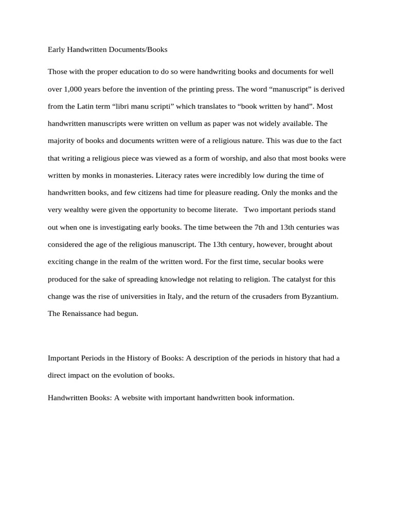 Early Handwritten DocumentsBooks | PDF