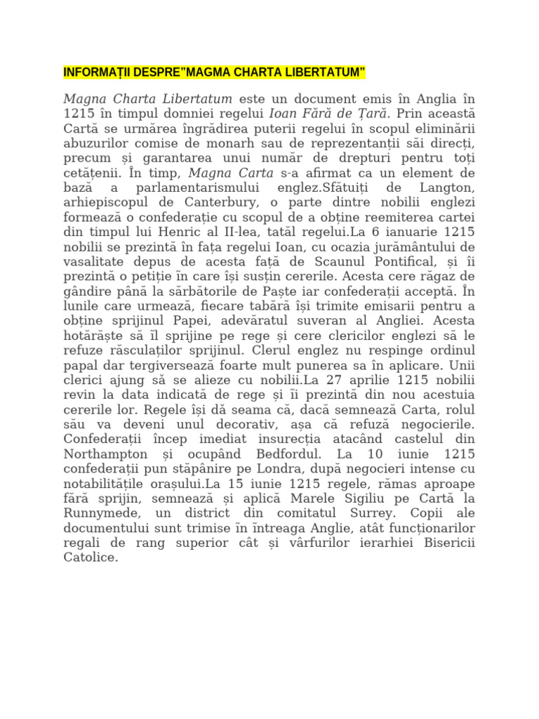 Magna Charta Libertatum | PDF