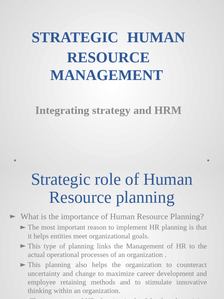 Strategic Human Resource Management | PDF