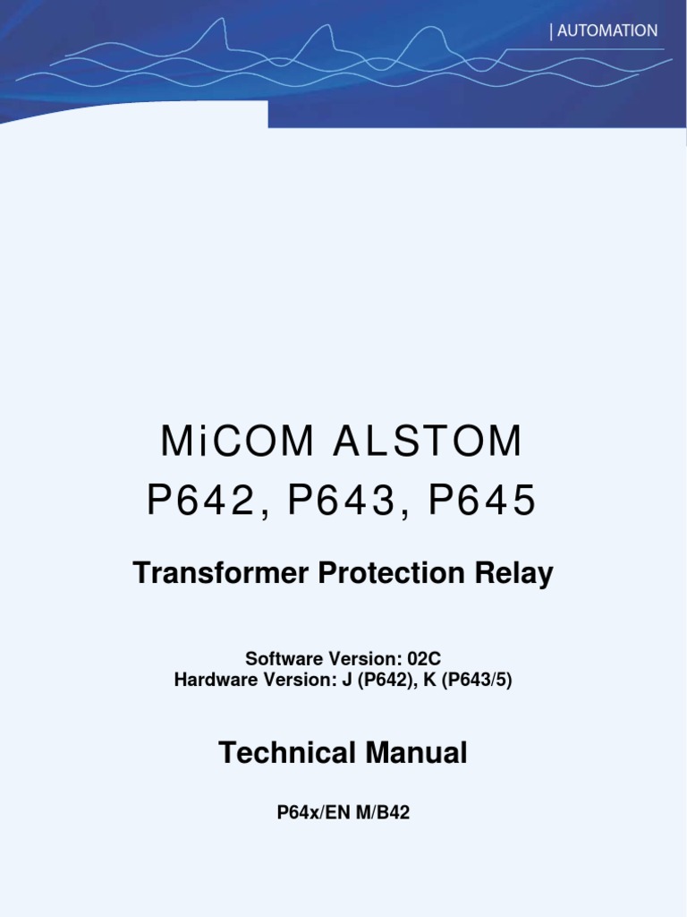 Micom Alstom P642, P643, P645: Transformer Protection Relay | PDF ...
