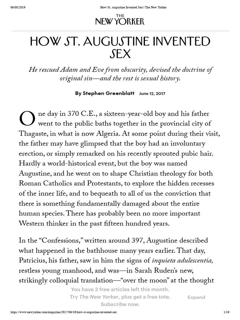 How St. Augustine Invented Sex _ the New Yorker | PDF