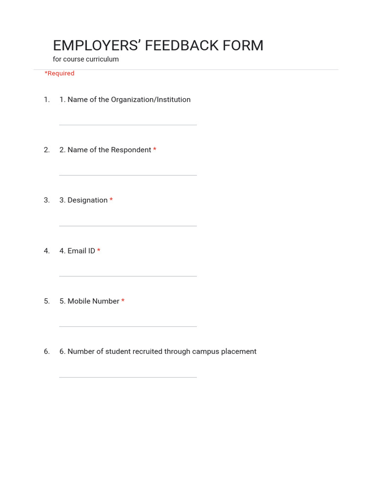 Employers feedback form google forms pdf