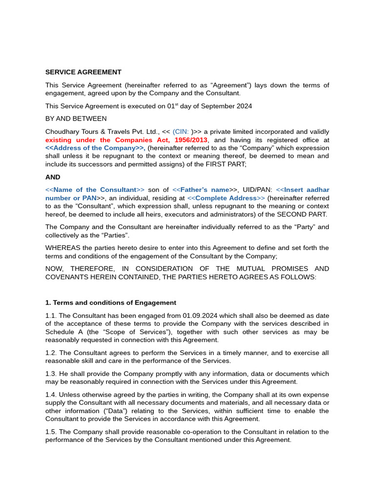 Service Agreement | PDF