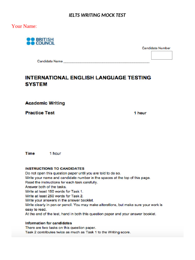 3 IELTS Writing AC Mock Test 2 | PDF