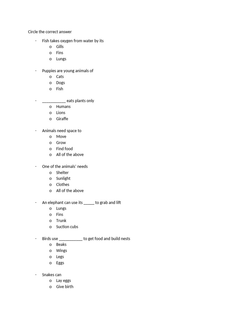 Science animals unit pdf