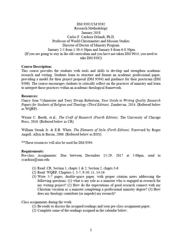 DM 9392 Syllabus January 2018 | PDF