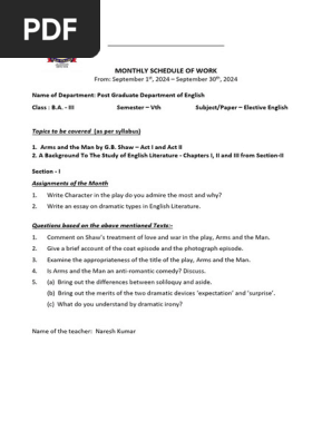 Monthly Schedule September Naresh Kumar Sharma BA III-1