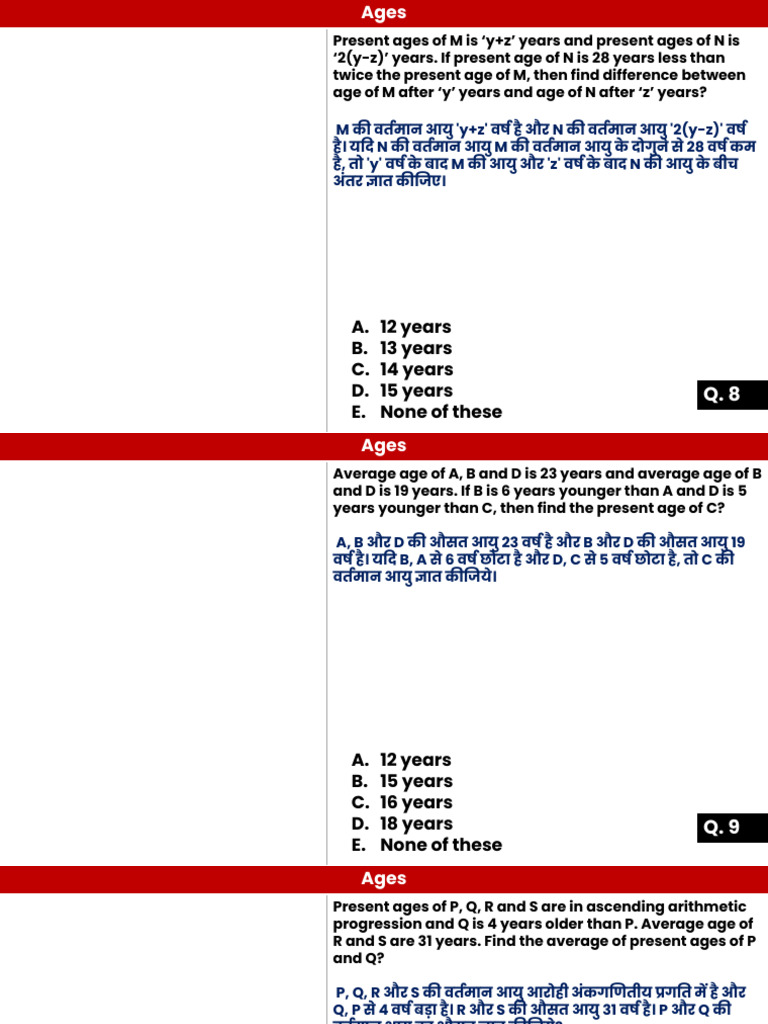 Age Relationships and Calculations | PDF | Mathematics | Arithmetic
