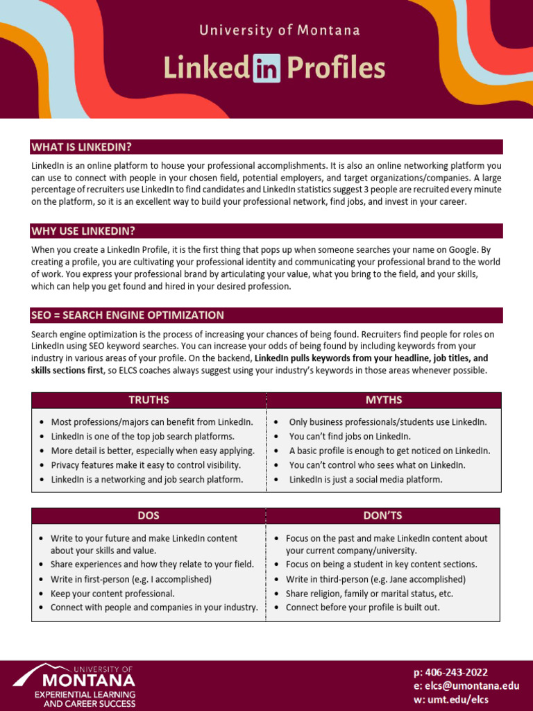 Elcs Linkedin Profile Guide Updated 9.23 | PDF