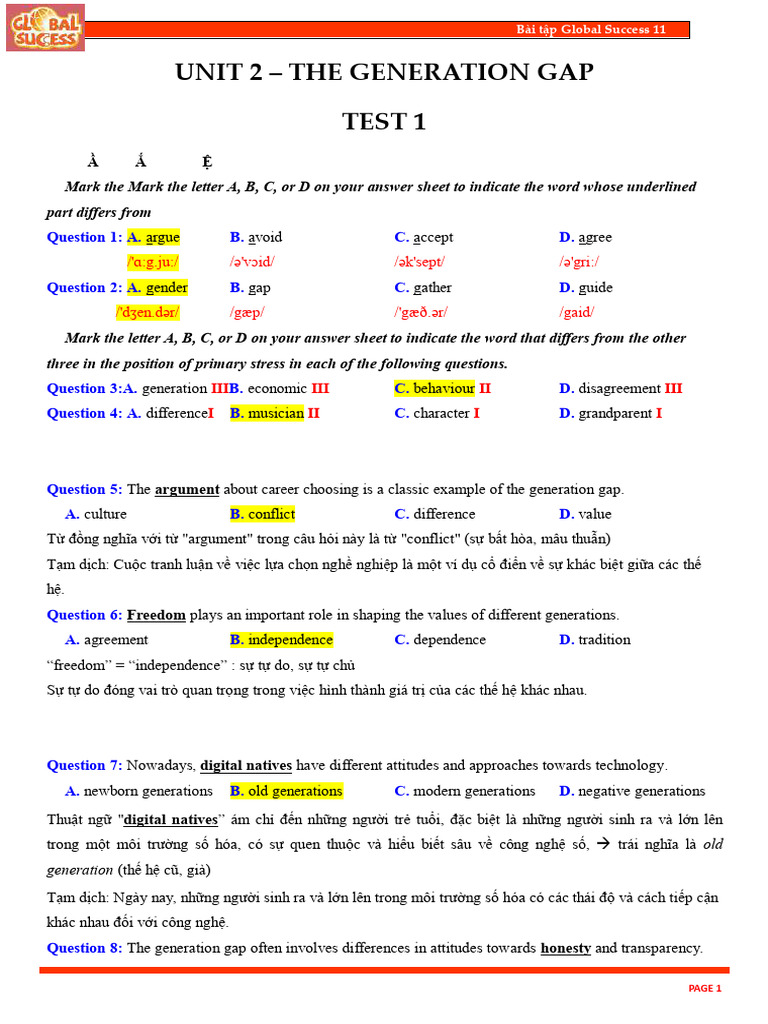 English 11 Test For Unit 2 GV | PDF