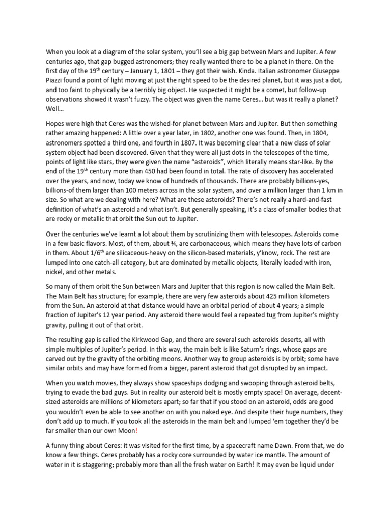 Asteroids Notes | PDF