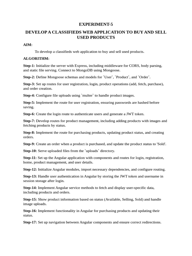 Experiment-5 (Algorithm Full Stack Web Development) | PDF | World Wide ...