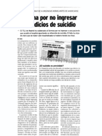 Condena Por No Ingresar Ante Indicios de Suicidio