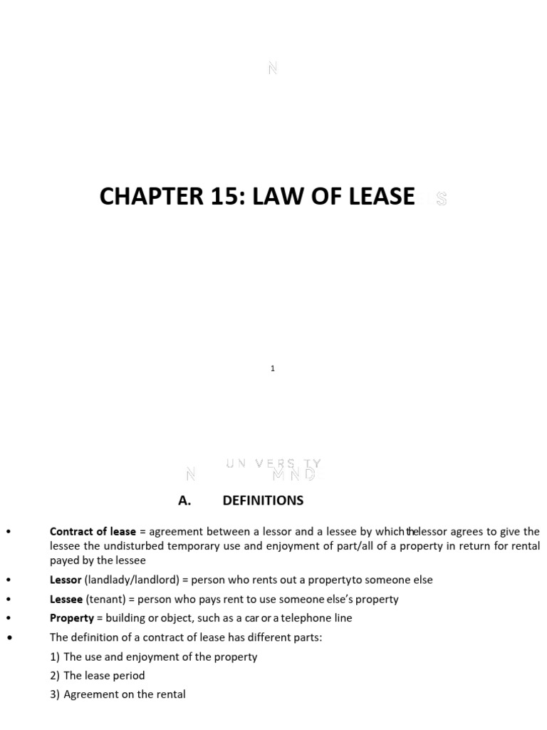 Chapter 15 - Law of Lease | PDF