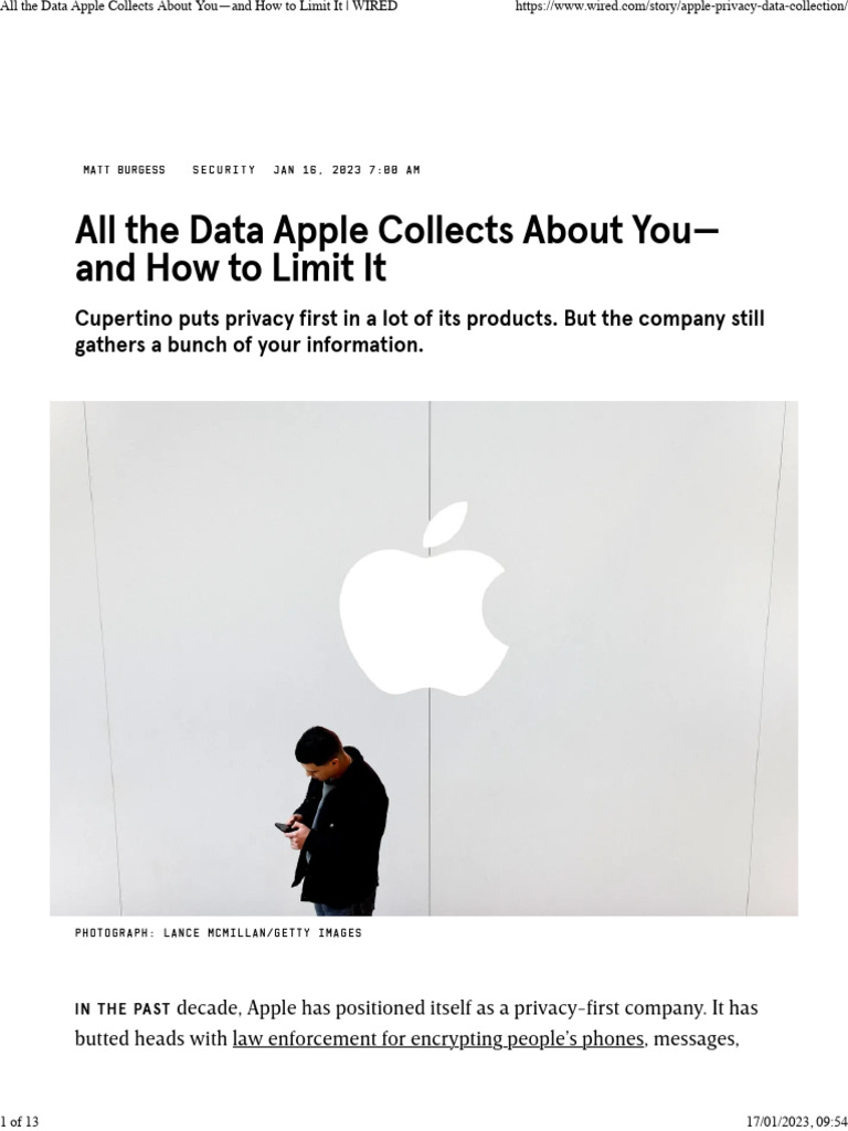 All The Data Apple Collects About You-And How To Limit It WIRED | PDF