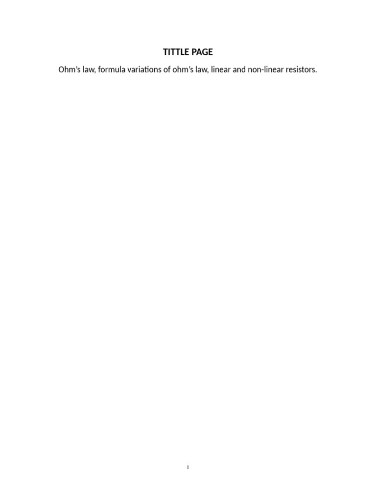 Term Paper Ohm Law Content | PDF
