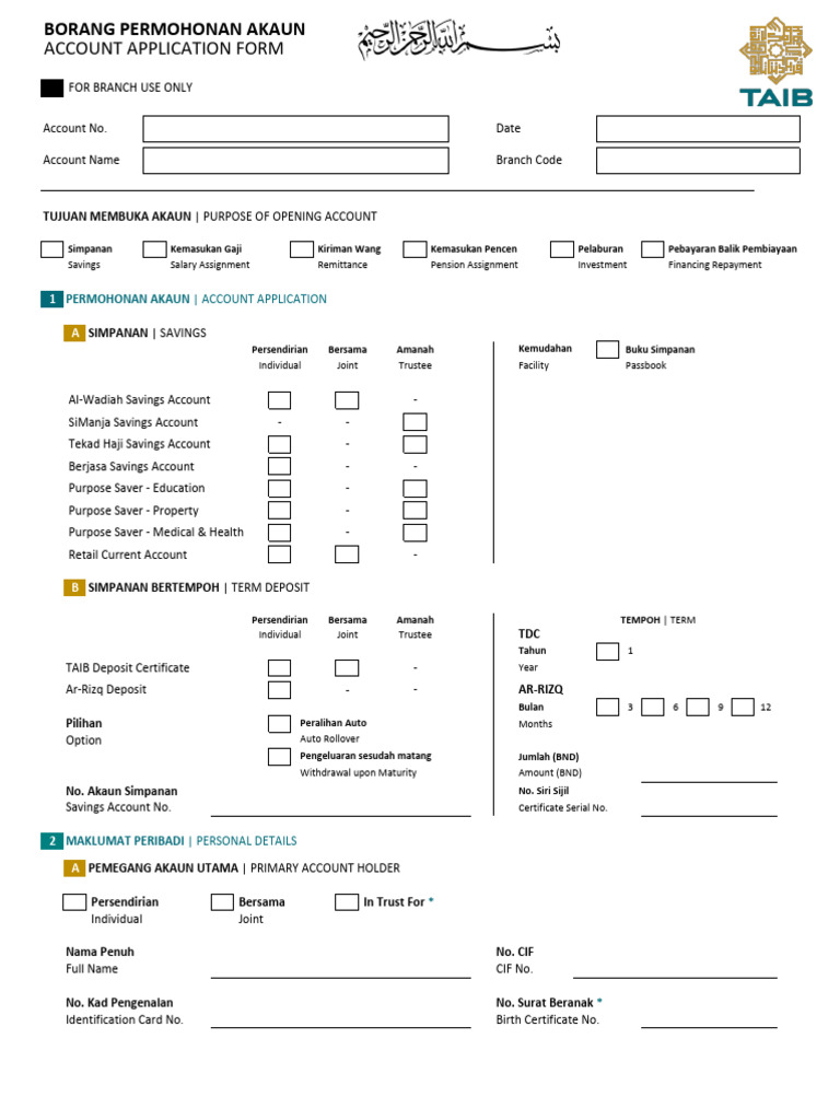 Account Opening Form | PDF | Savings Account | Banking