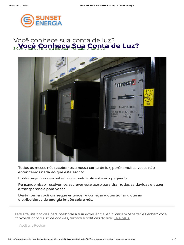 Entenda sua Conta de Luz: Guia Completo | PDF | Engenharia Elétrica ...