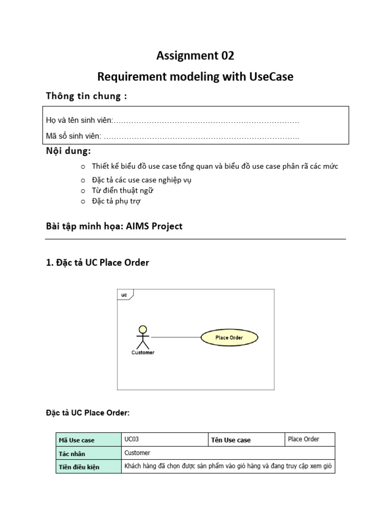 Use Case: Place Order Overview | PDF