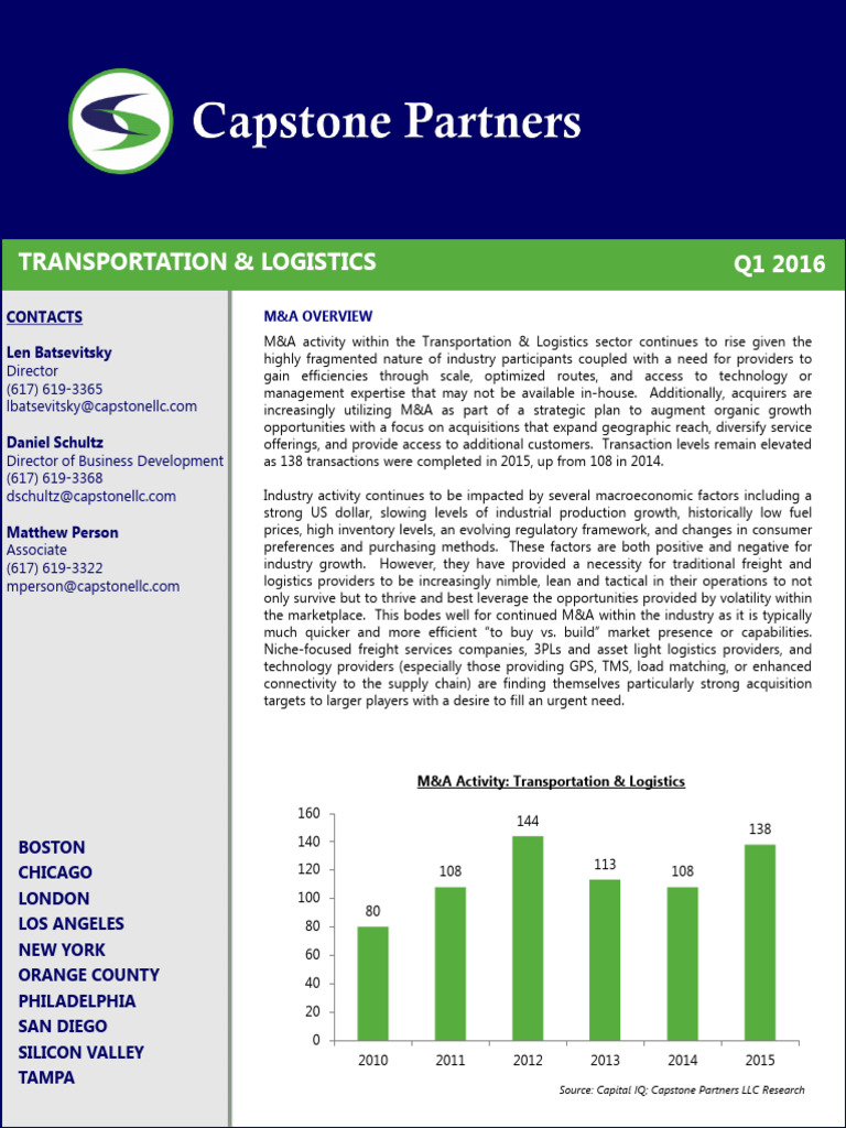 CapstoneTransportation and Logistics - Q1 2016 Report | PDF | Logistics ...