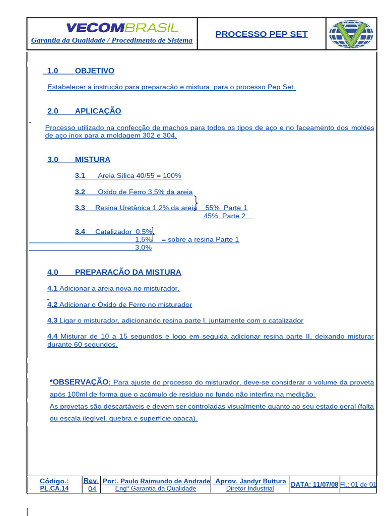 Pep-Set Especificacao Da Areia | PDF