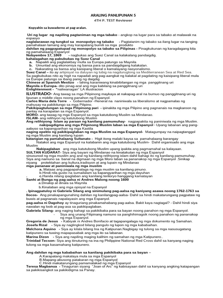 AP 5 Test Reviewer | PDF
