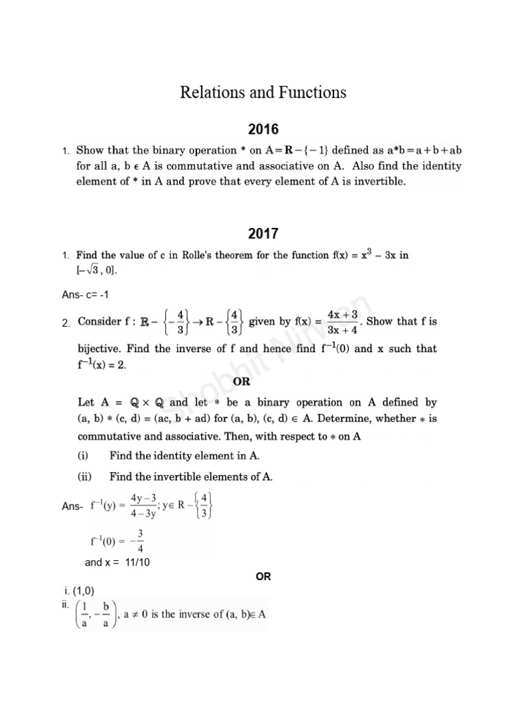 Maths 12th chapterwise pyqs pdf