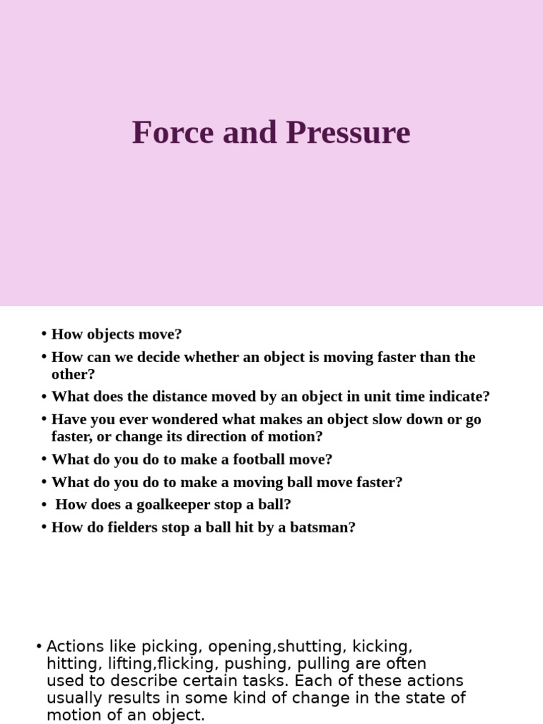 Force and Pressure | PDF